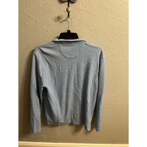 Men's Izod  Large Cotton‎ 1/4 Zip Pull Over Shirt Blue - Picture 4 of 6